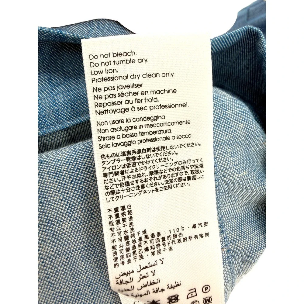 3.1 Phillip Lim Womens Blue Cotton Chambray Utility Vest Funnel Neck Size S‎